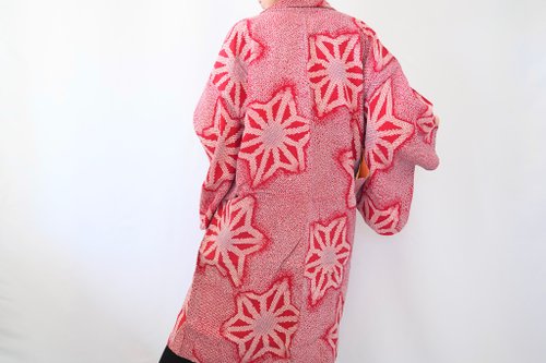Litre Japan Japanese KIMONO, red kimono, long haori, authentic kimono, traditional kimono