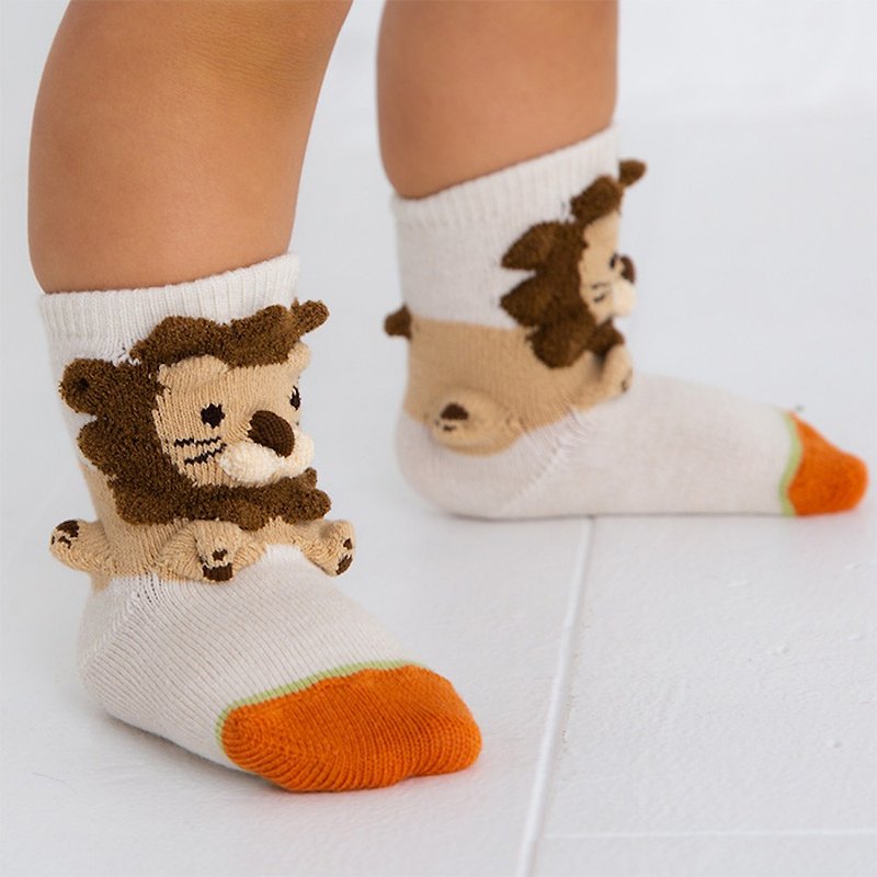 1212251 Animal 3D Socks Lion Lion Pop-up Socks Made in Japan Off-White / Blue XS 9cm ~ 12cm S 13 ~ 16cm
