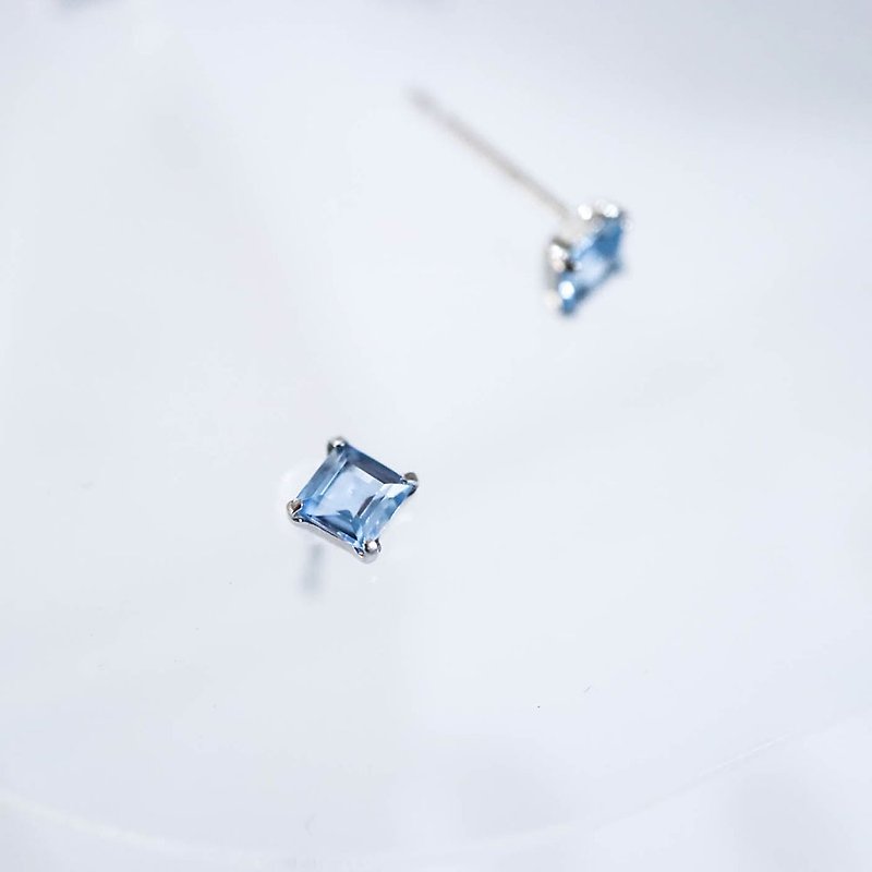 PT900 Aquamarine Earrings - Earrings & Clip-ons - Precious Metals 