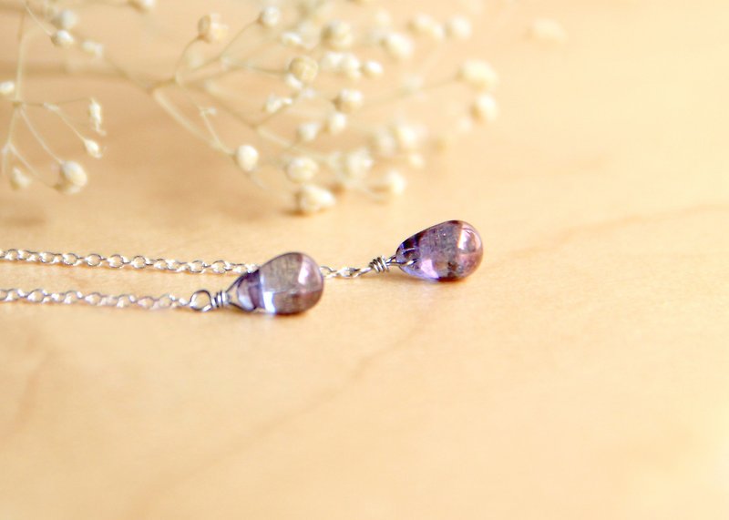寶石 耳環/耳夾 紫色 - 極簡系列 - 紫外光 - 925純銀手作耳環 免費改夾式 銀飾 禮物 包裝