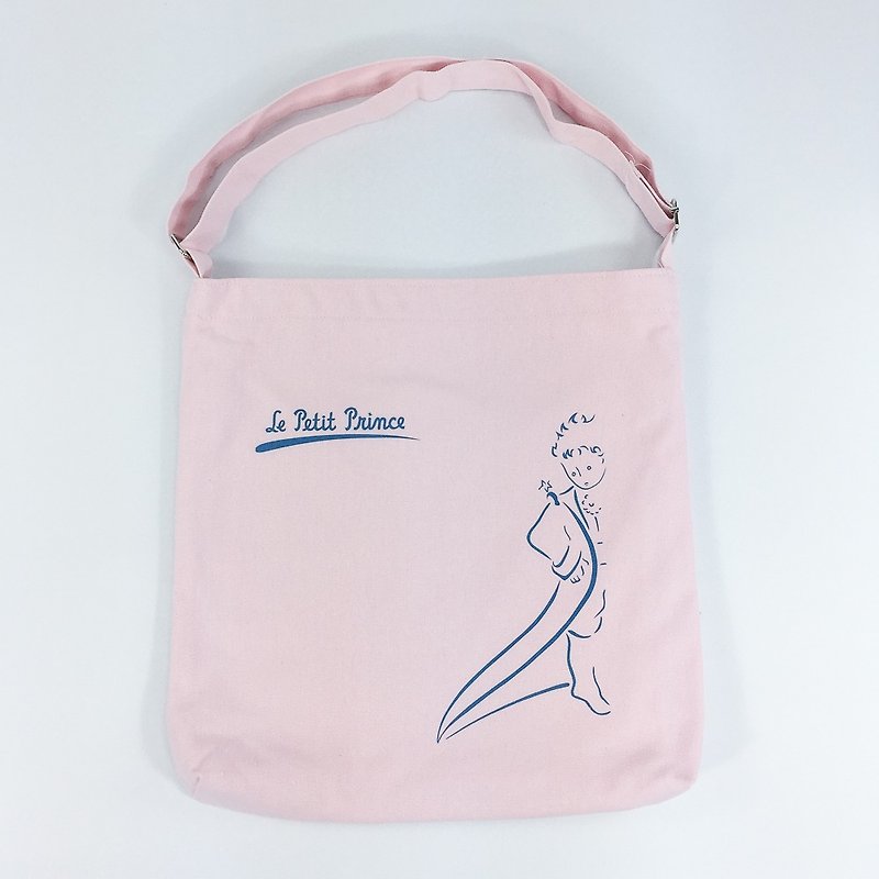 Little Prince classic license - zipper shoulder bag (powder), CB10AA02 - กระเป๋าแมสเซนเจอร์ - ผ้าฝ้าย/ผ้าลินิน สีน้ำเงิน