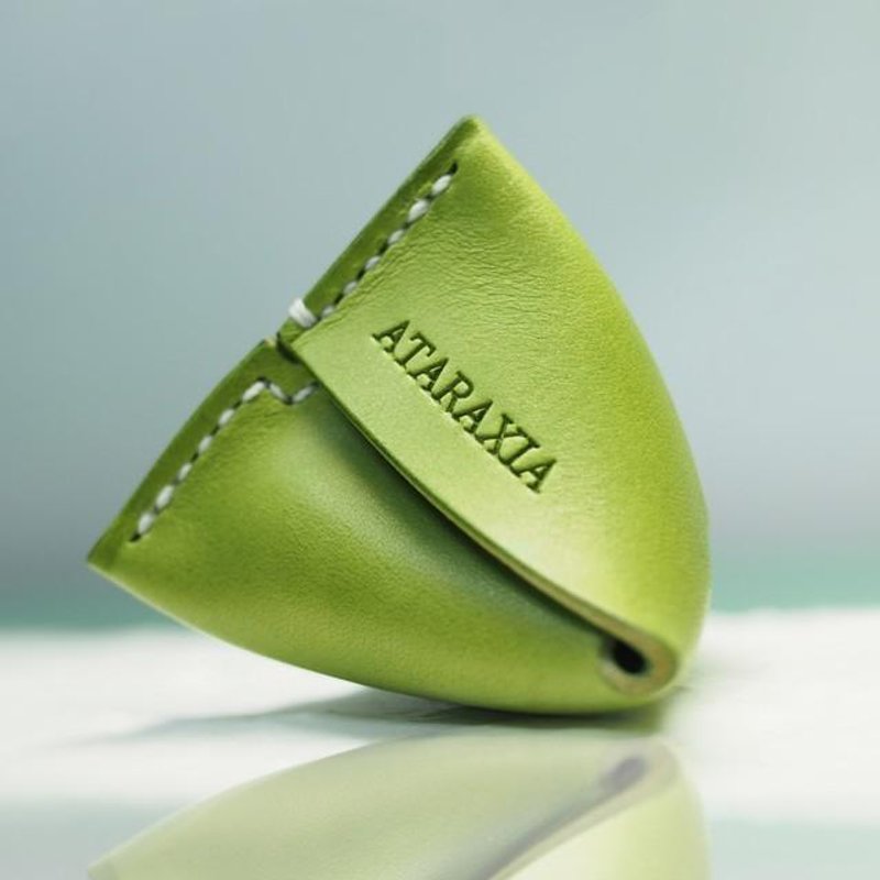 ☆ Free name entry ☆ Toriguchi accessory case (leaf green) - กระเป๋าใส่เหรียญ - หนังแท้ 