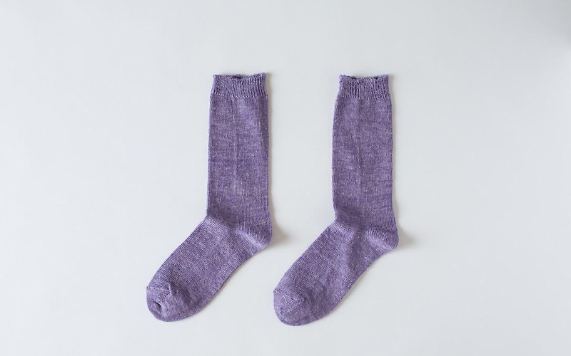 Linen knit socks (purple) Women - อื่นๆ - ผ้าฝ้าย/ผ้าลินิน สีม่วง