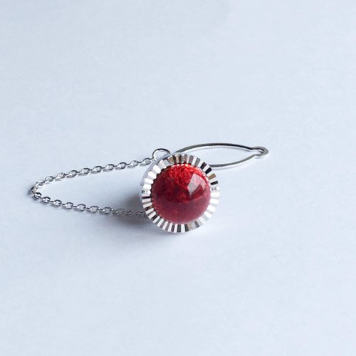 otashippo ダイヤカット【ガーネット Garnet】七寶焼のタイタック ラペルピン 純銀張七寶