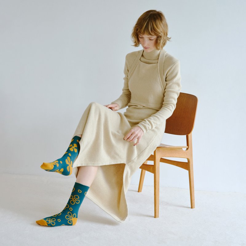 フィルフォール・fill_fall / organic cotton  /socks - 襪子 - 棉．麻 藍色