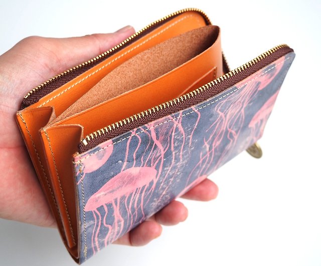 L-shaped zipper middle wallet / Jellyfish - Shop HELI Wallets - Pinkoi