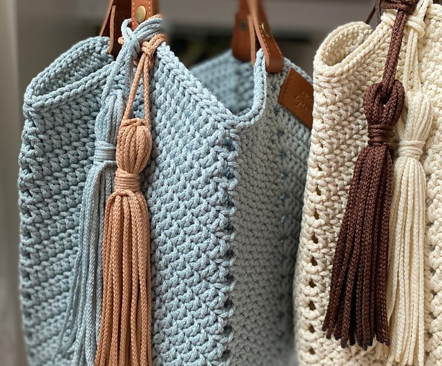 【20袋】グラニースミス グラニースクエアモチーフバッグ*カラフル/手編みバッグ - JUN