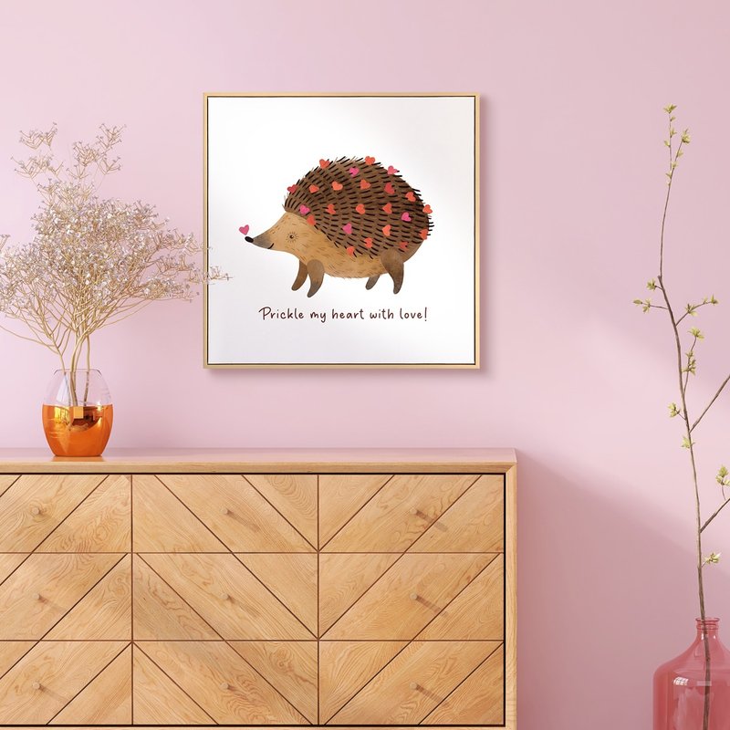 甜甜刺刺的愛 - 秋日童趣刺蝟掛畫/療癒房間佈置/幼兒園擺設 - 海報/掛畫/掛布 - 棉．麻 咖啡色