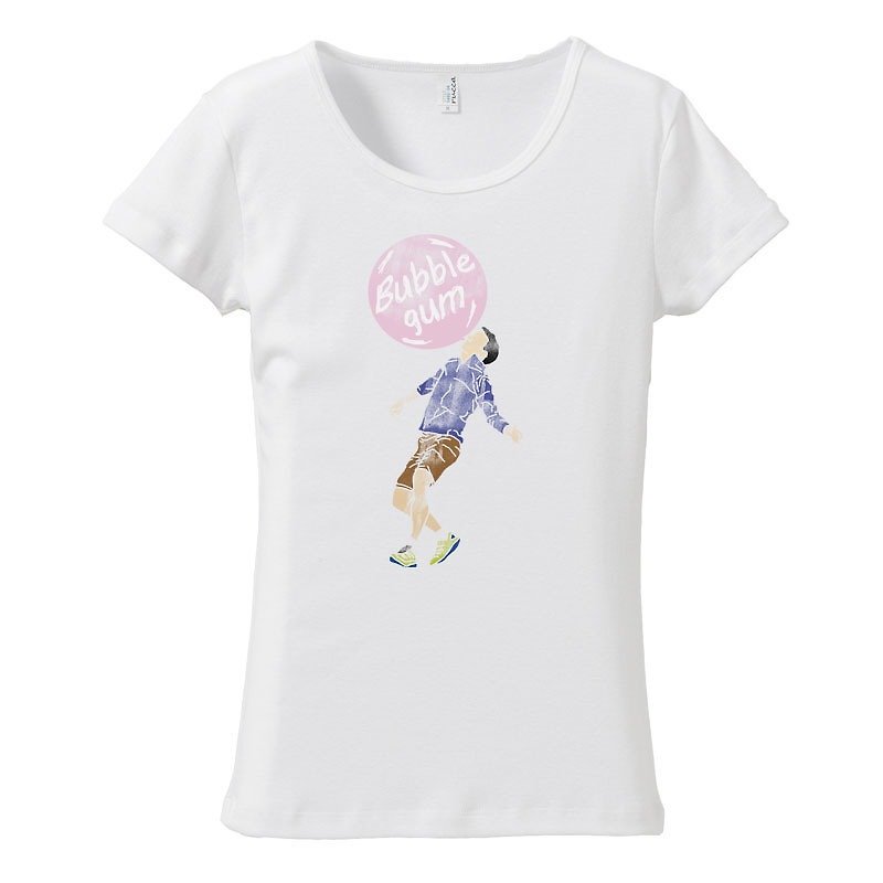 [レディースTシャツ] Bubble gum - Tシャツ - コットン・麻 ホワイト