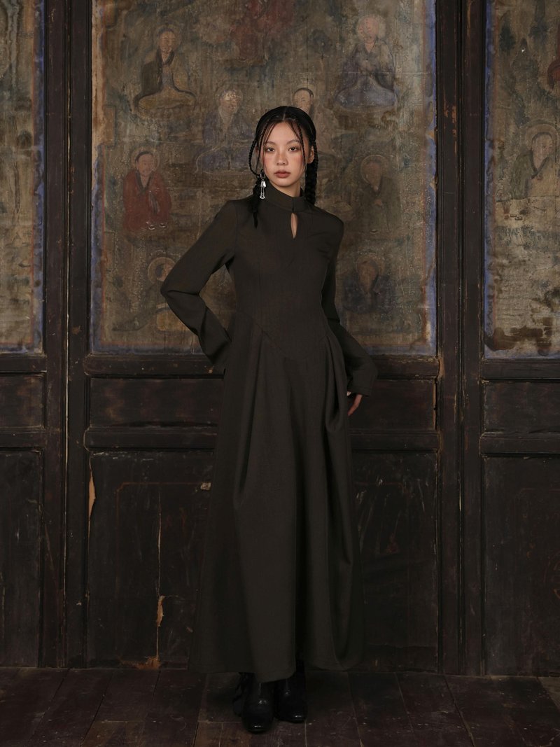 溯洄從之 / 旗袍解構連身裙 - 洋裝/連身裙 - 其他材質 綠色