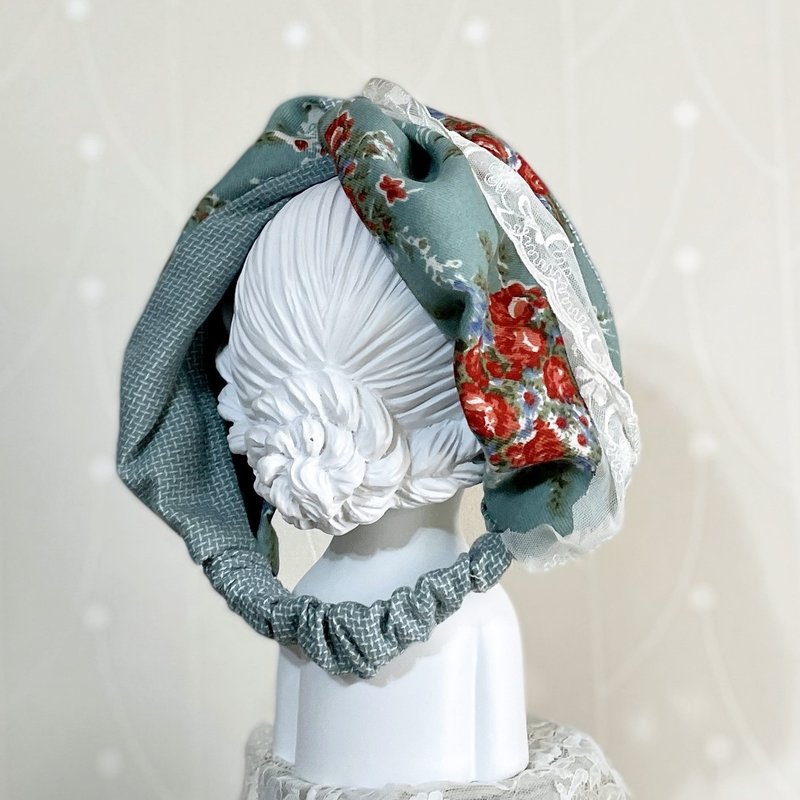 巨寬交叉鬆緊髮帶/ 刺繡蕾絲格子拼接寬版頭巾領巾頭飾 頭帶 髮飾 - 髮箍/髮帶 - 其他材質 