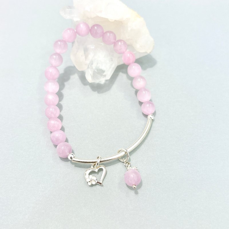 Ops Kunzite silver bracelet - 貓眼/紫鋰輝石/手工/純銀/限定 - 手鍊/手環 - 半寶石 粉紅色