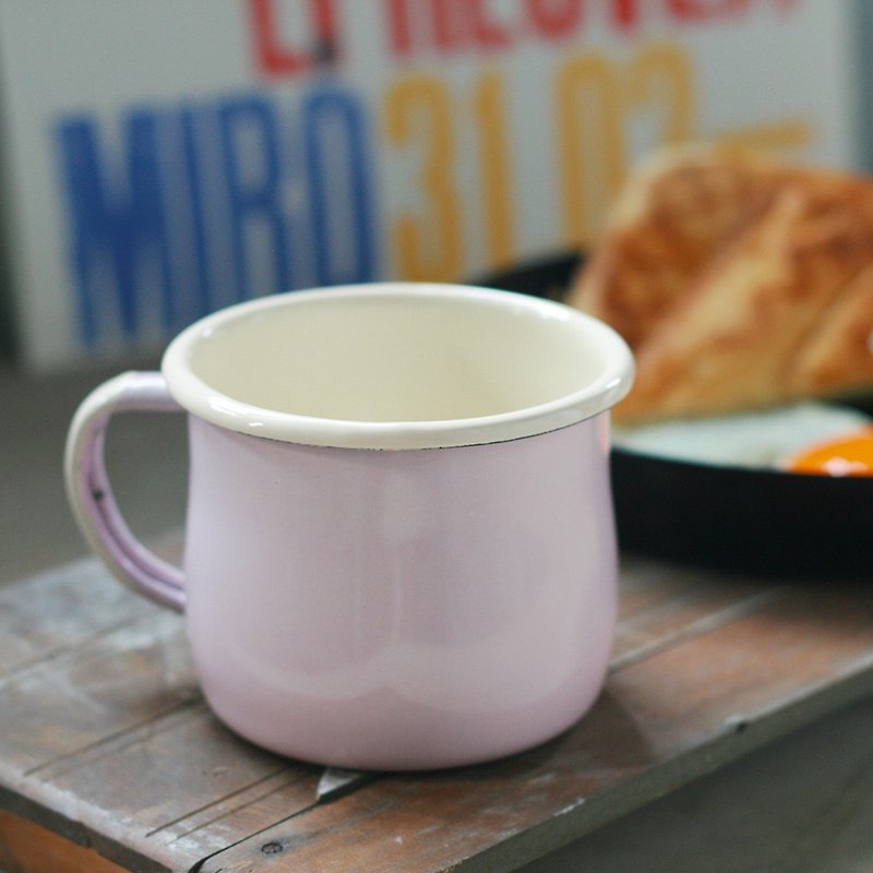 Polish Emalia Olkusz enamel pot-bellied cup 250ml (mist powder) (FDN000487) - แก้วมัค/แก้วกาแฟ - วัตถุเคลือบ สึชมพู