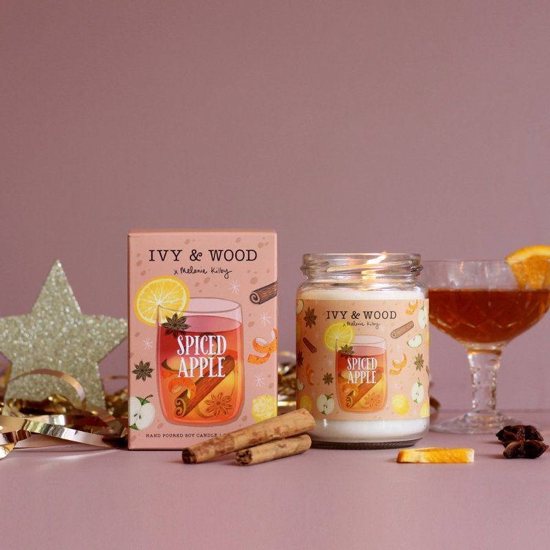 [Christmas Limited] Spice Apple Scented Candle-[IVY&WOOD] Natural Handmade Fragrance - เทียน/เชิงเทียน - วัสดุอื่นๆ 