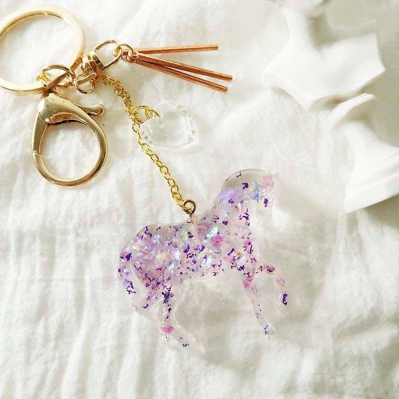 Handmade dreamy unicorn fairy tale forest system crystal ball charm key ring - Charms - Resin 