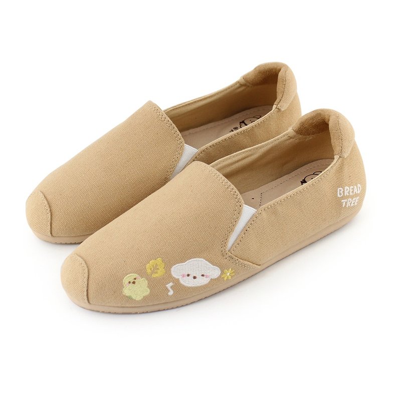 Paidal xBreadtree Maple Leaf Non-Bending Flat Casual Shoes Loafers Loafers-Milk Tea - Women's Casual Shoes - Cotton & Hemp Khaki