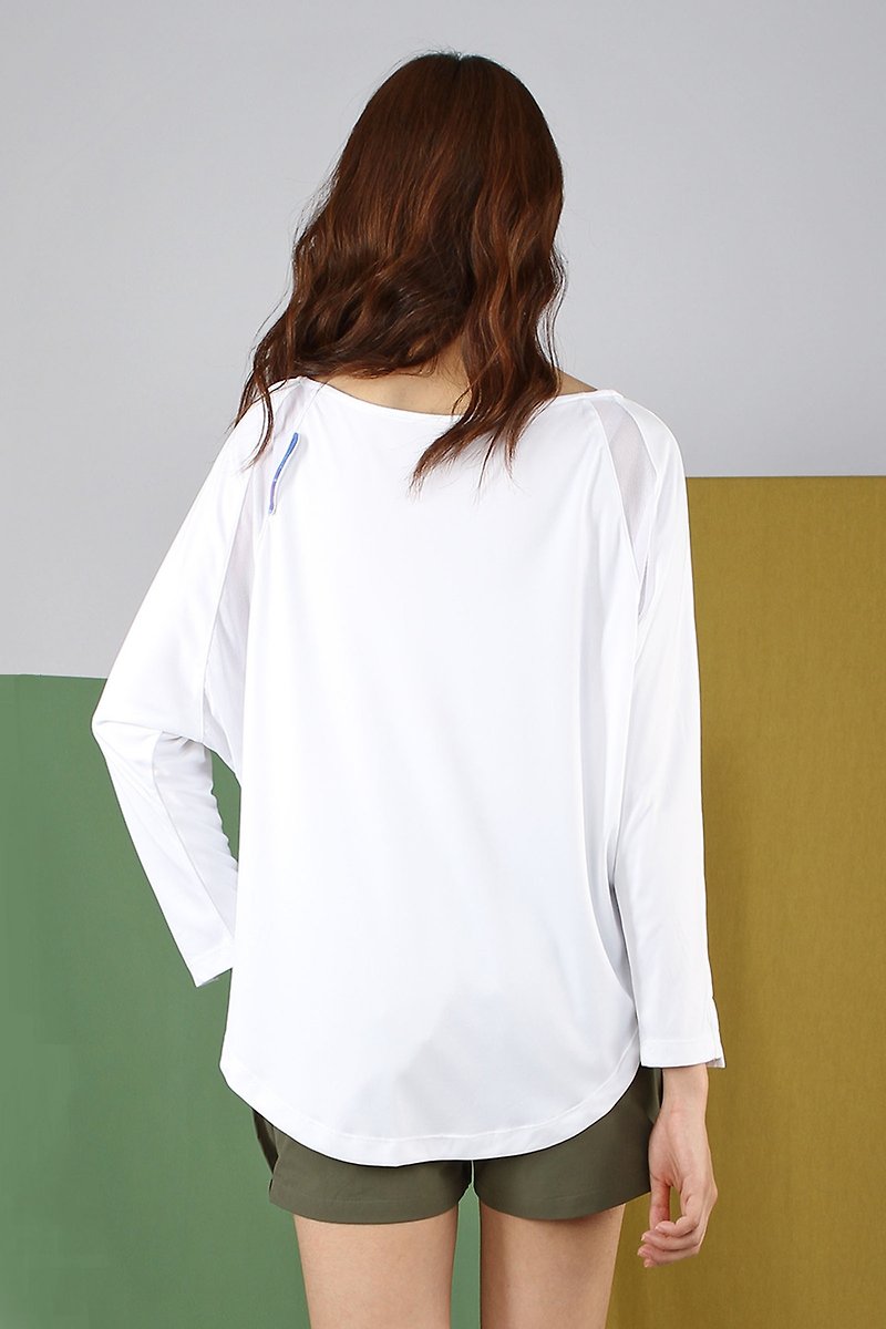 Flying Squirrel Sleeve Reflective Top-White - Women's Tops - Polyester White