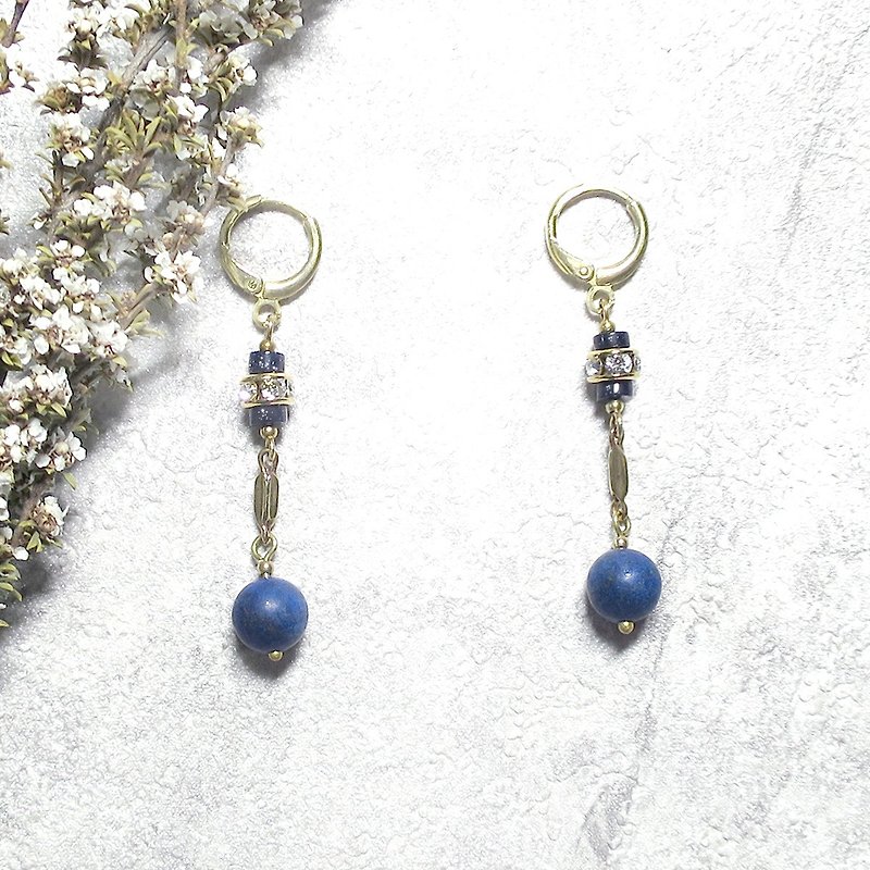 VIIART. Sirius. Lapis blue sand Bronze earrings - can be changed cramping