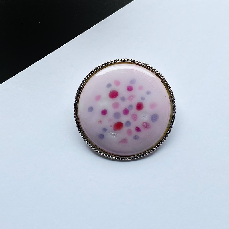 Pastel [Rose Rose] Cloisonne Brooch Pure Silver Cloisonne - Brooches - Other Materials Pink