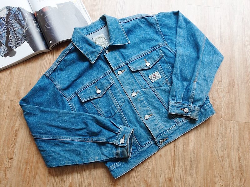 Vintage Jacket / Denim Jacket no.8 - เสื้อแจ็คเก็ต - วัสดุอื่นๆ สีน้ำเงิน