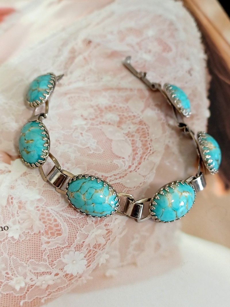 vintage jewelry  典雅仿綠松石手鍊 - 手鍊/手環 - 其他金屬 