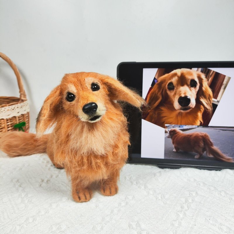客製化逼真犬羊毛氈寵物娃娃定製複刻狗狗猫咪毛小孩公仔 - 貓/狗玩具 - 羊毛 多色