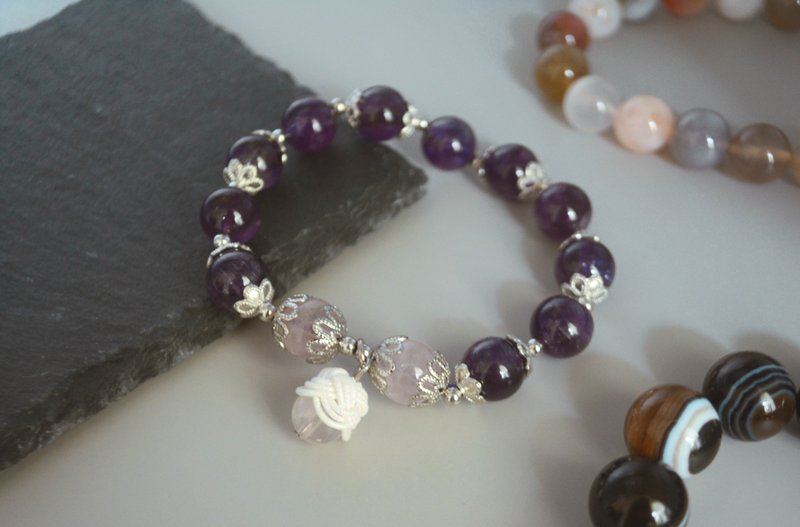 【Crystal Bracelet】Amethyst Water Lily of the Valley - สร้อยข้อมือ - คริสตัล สีม่วง