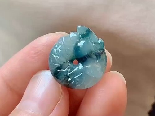 Good Morning Studio 冰種翡翠天然翡翠A玉吊墜頸鏈 • 翡翠龍環龍扣