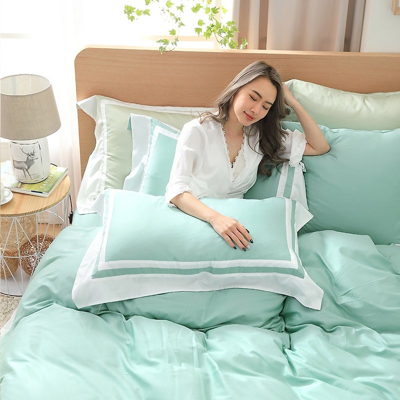 (雙人尺寸)築夢原色調-果漾綠60棉多層設計款床包四件組 - 寢具/床單/被套 - 棉．麻 綠色