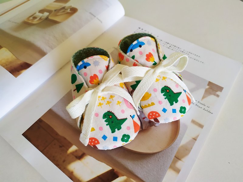 Little dinosaurs full moon gift baby shoes baby shoes handmade baby shoes lace up baby shoes - Baby Shoes - Cotton & Hemp Multicolor