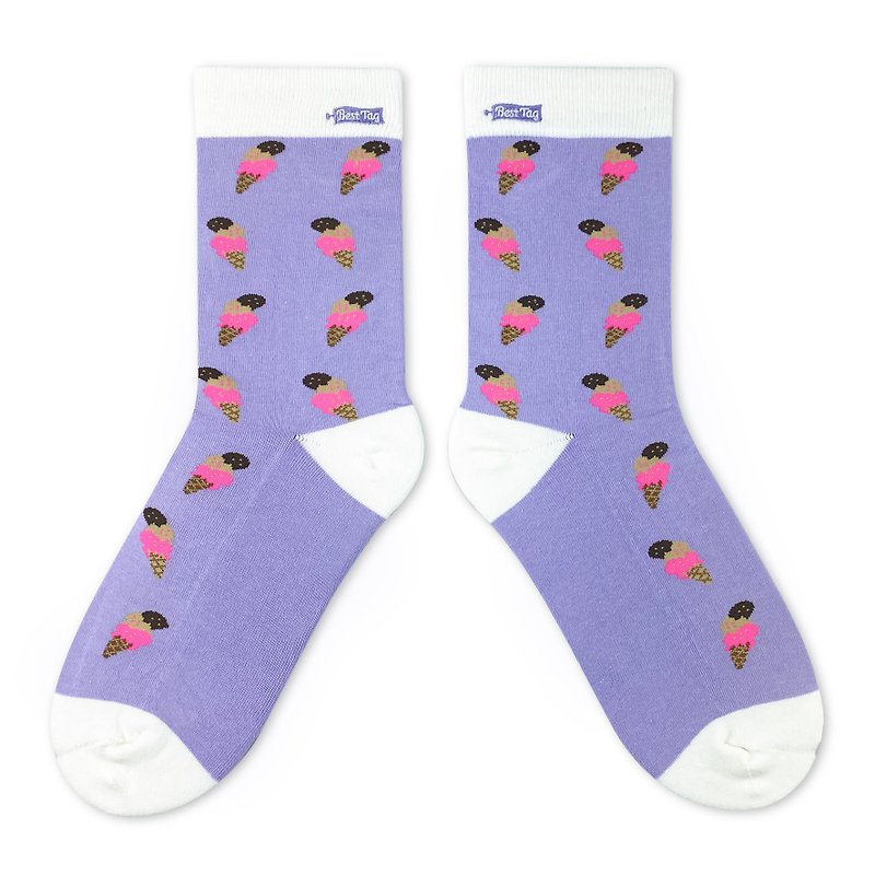 Ice Cream Light Purple Socks - Socks - Cotton & Hemp Purple