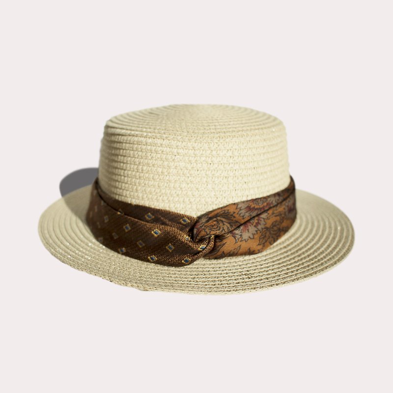Bad Hair Club Twist Band Straw Boater Hat - Hats & Caps - Other Materials 