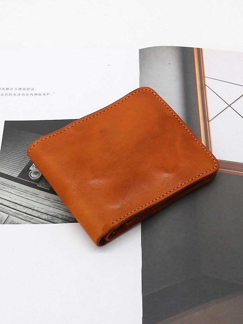 [Customized] First-layer cowhide retro short clip high-end wallet - Wallets - Genuine Leather 
