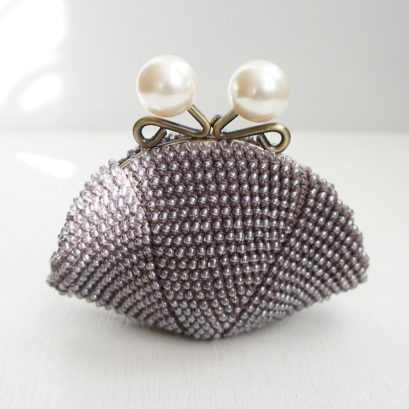 Ba-ba handmade Beads crochet coinpurse No.1153 - Wallets - Other Materials Gray