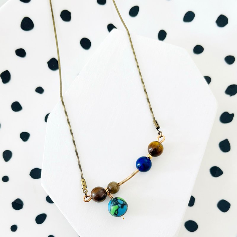 Multi Gemstones Necklace | Natural Stones | Jewelry Gift - สร้อยคอ - เครื่องเพชรพลอย หลากหลายสี