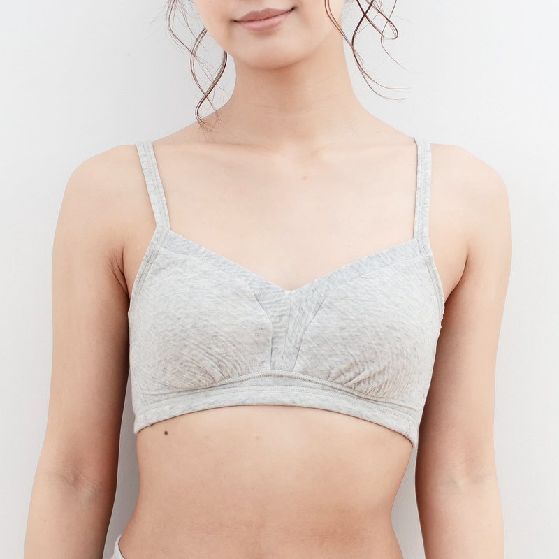 Made in Japan Cotton 100% camisole, soft, stretchy, gentle, sensitive skin - ชุดชั้นในผู้หญิง - ผ้าฝ้าย/ผ้าลินิน สีเทา