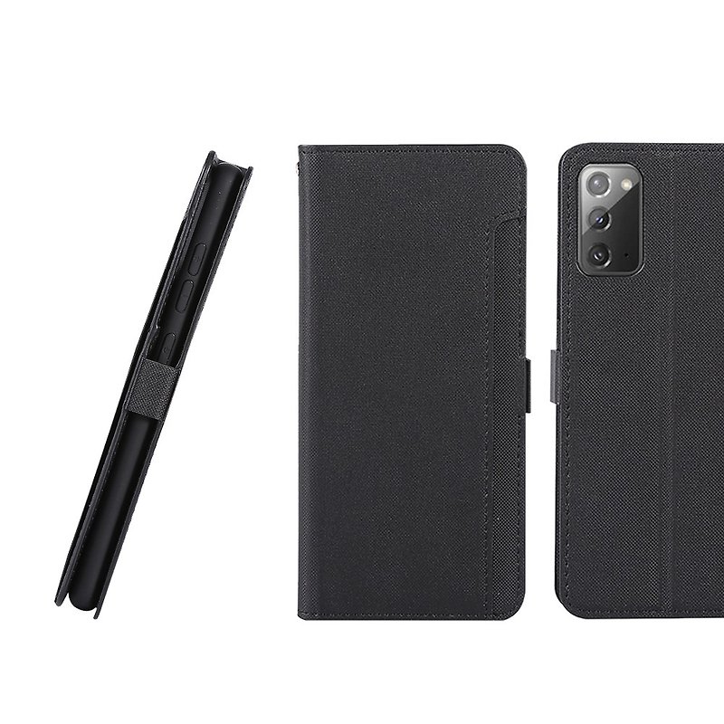 CASE SHOP SAMSUNG Galaxy Note 20 dedicated front card side vertical leather case-black - เคส/ซองมือถือ - หนังเทียม สีดำ