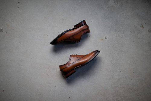 福袋】3割引 ワンピース彫刻オックスフォードレザーシューズ_ツートン