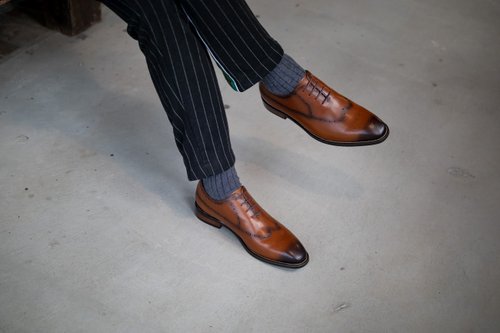 福袋】3割引 ワンピース彫刻オックスフォードレザーシューズ_ツートン