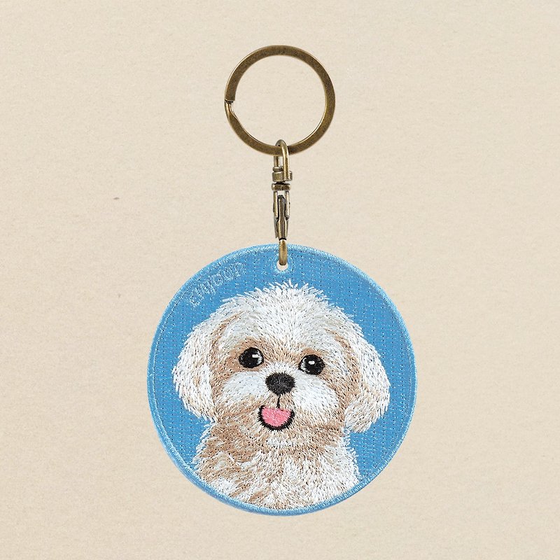 EMJOUR Reversible Embroidery Charm - Maltese | Real Embroidery - Charms - Thread Blue