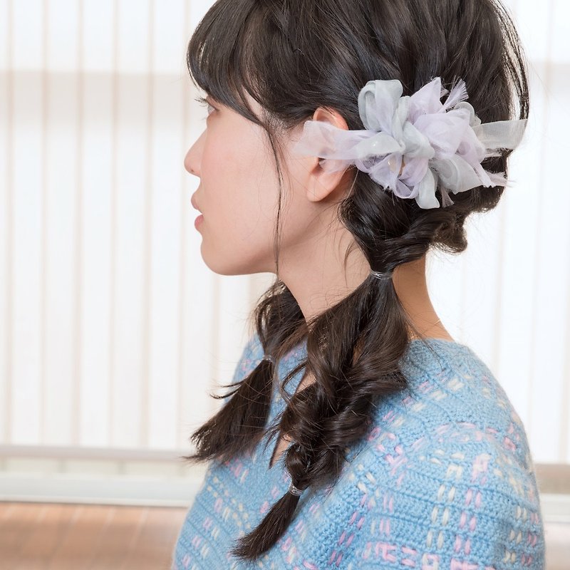 mini || 堇 || 花漾編織髮夾 - 髮飾 - 聚酯纖維 紫色