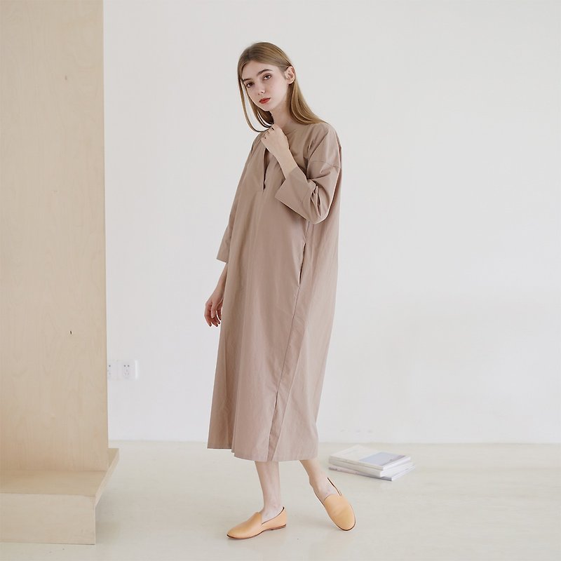 KOOW resurrected high-density cotton Japanese-style oversized shirt skirt with charming pleated details - One Piece Dresses - Cotton & Hemp 