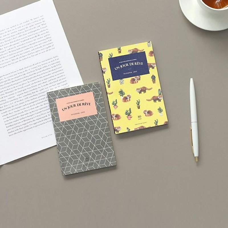 Clear Out Sale - Tropical Style Checkered Notebook - Geometric Grey, ICO87588 - สมุดบันทึก/สมุดปฏิทิน - กระดาษ สีเทา