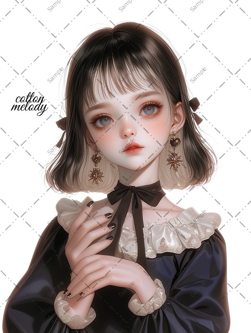 original sticker no.1454 人物ステッカー オリジナルステッカー 人物ステッカー 女の子ステッカー オリジナル人物ステッカー - 貼紙 - 紙 