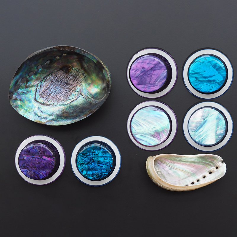 Natural Shell Magnetic Phone Grip – Handmade with Mother-of-Pearl and Abalone - Phone Cases - Shell Blue