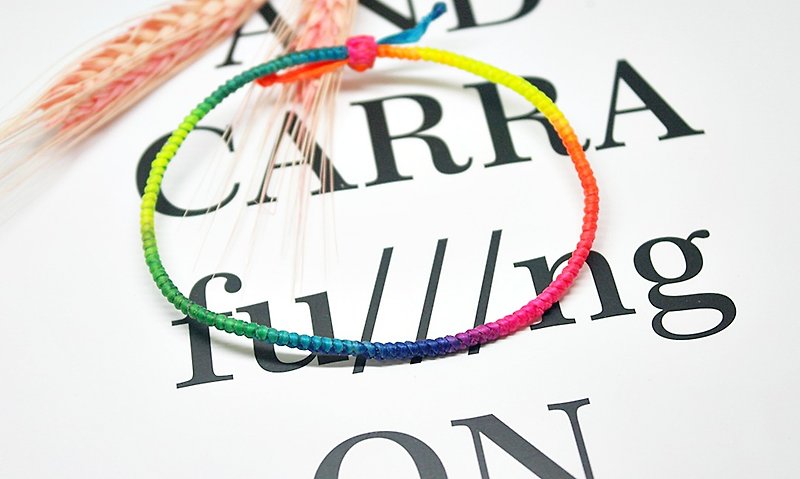 Hand-knitted silk Wax thread type-dream rainbow- ((retractable))-color version limited - กำไลข้อเท้า - ขี้ผึ้ง หลากหลายสี