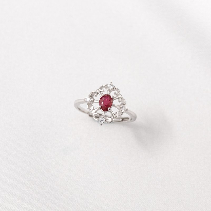 Gorgeous Window Ruby July Birthstone Stone Shape Sterling Silver Ring - แหวนทั่วไป - เครื่องเพชรพลอย สีแดง