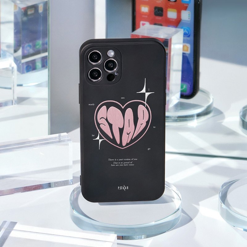 P.STAR Pink Heart純色矽膠iPhone手機殼 - 手機殼/手機套 - 矽膠 黑色