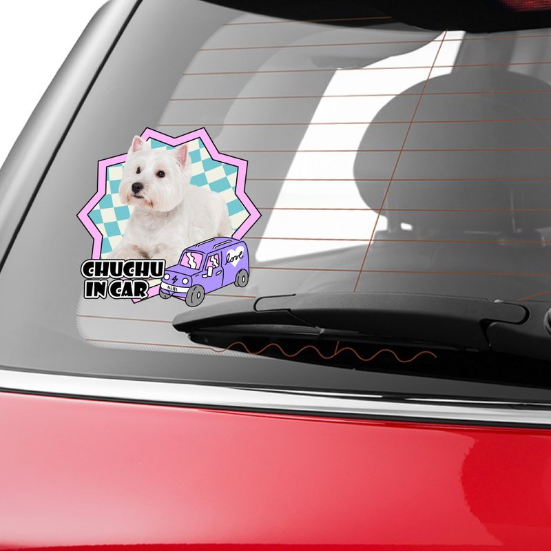 【 :toPET 客製化】寵物車貼 (1 張寵物照) - 貼紙 - 防水材質 多色