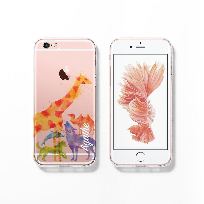 定制手機保護殼- iPhone 7, iPhone 7 Plus 森林 動物 水彩 C124 - 手機殼/手機套 - 塑膠 多色